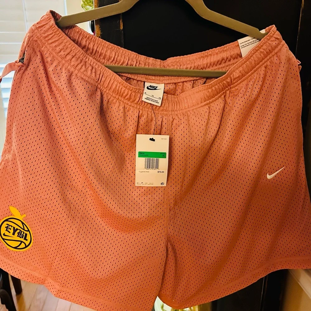 Nike Orange Mesh shorts with Yellow Logo - Picture 2 of 6